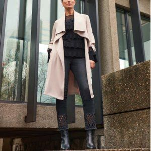 Denim Fashion with Rhinestone Lattice Detail